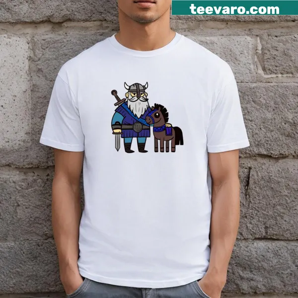 Graphic of a Viking and his horse illustrating loyalty and strength