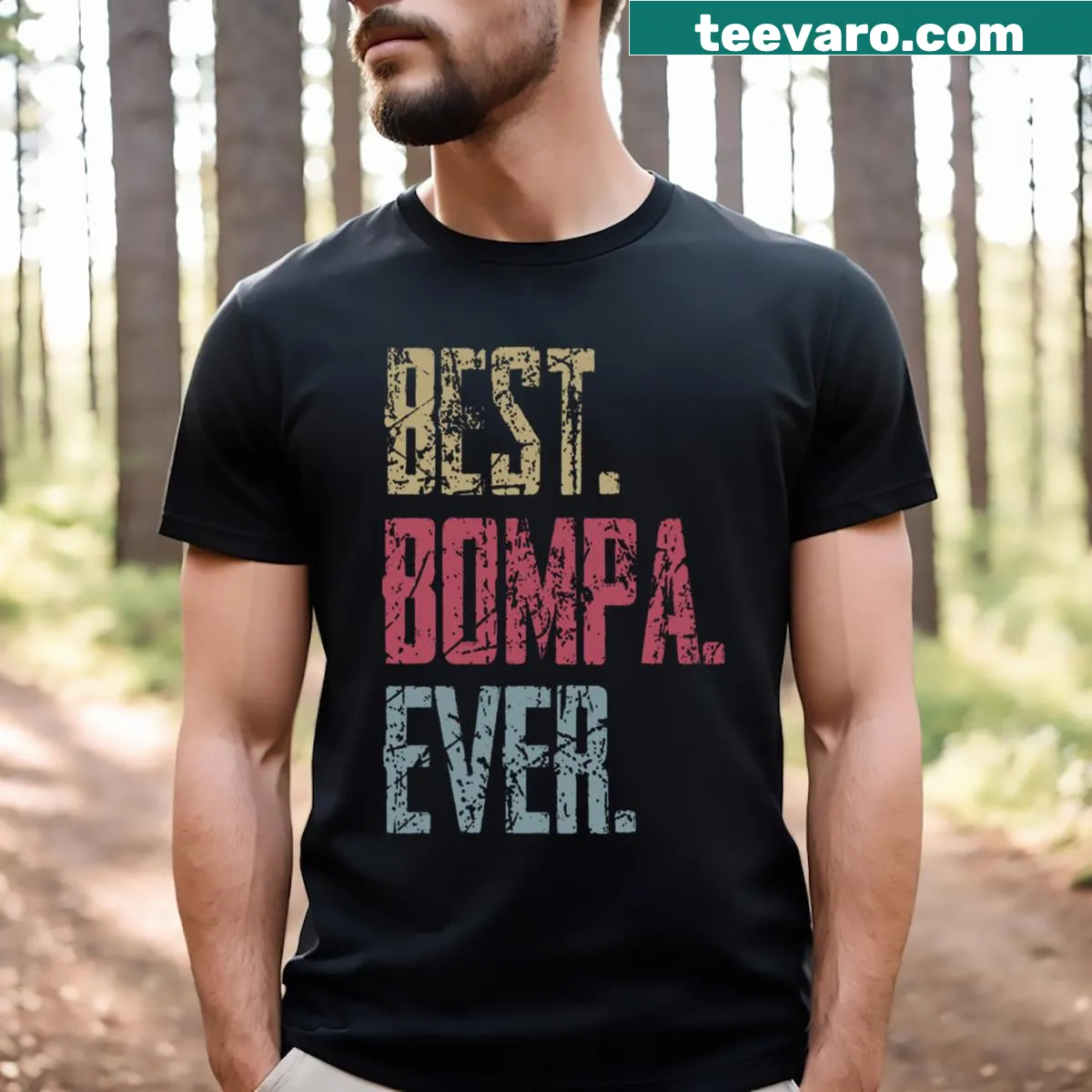 Vintage Best Bompa Ever T-shirt with distressed text — on a men's t-shirt