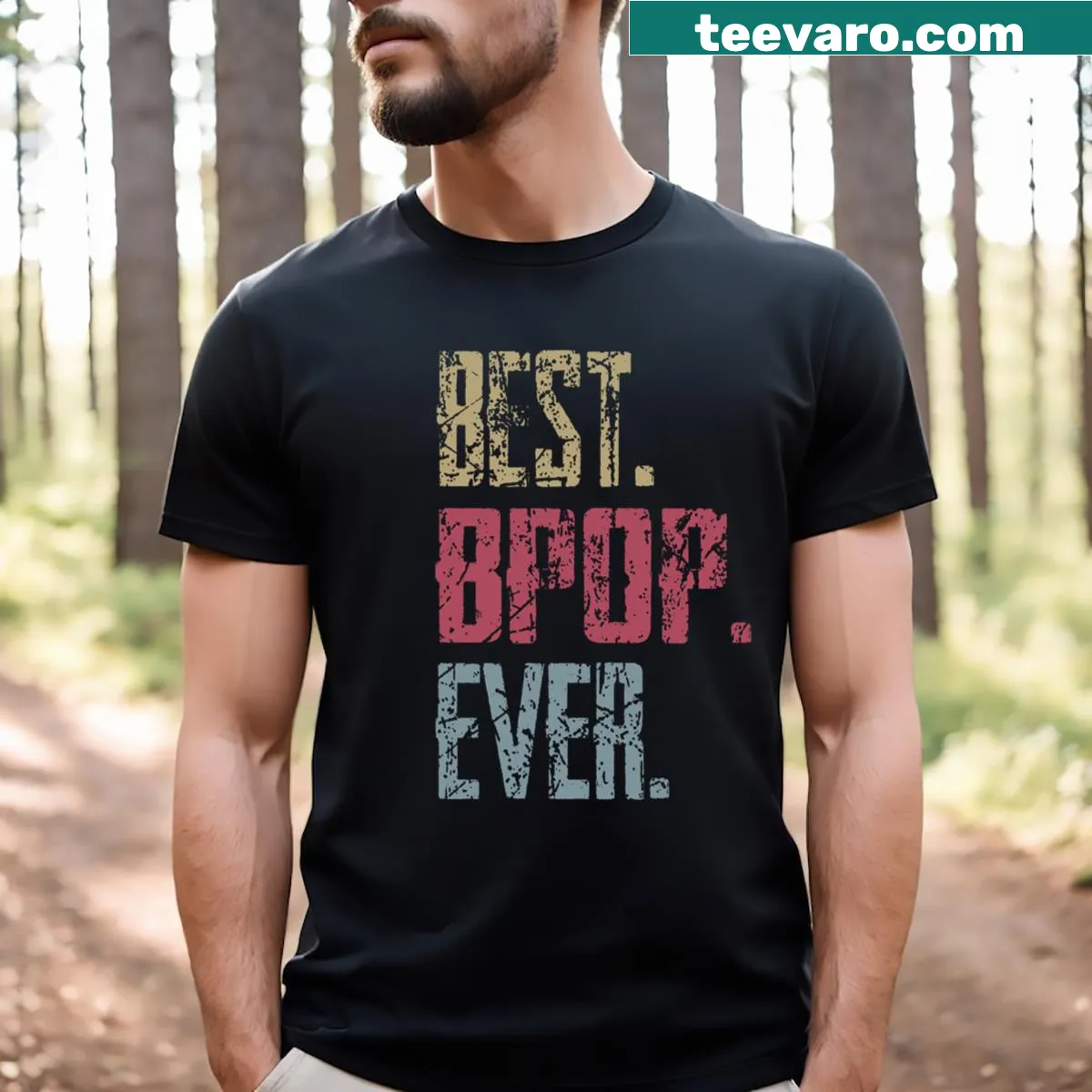 Vintage Best Bpop Ever t-shirt with playful text design — on a men's t-shirt