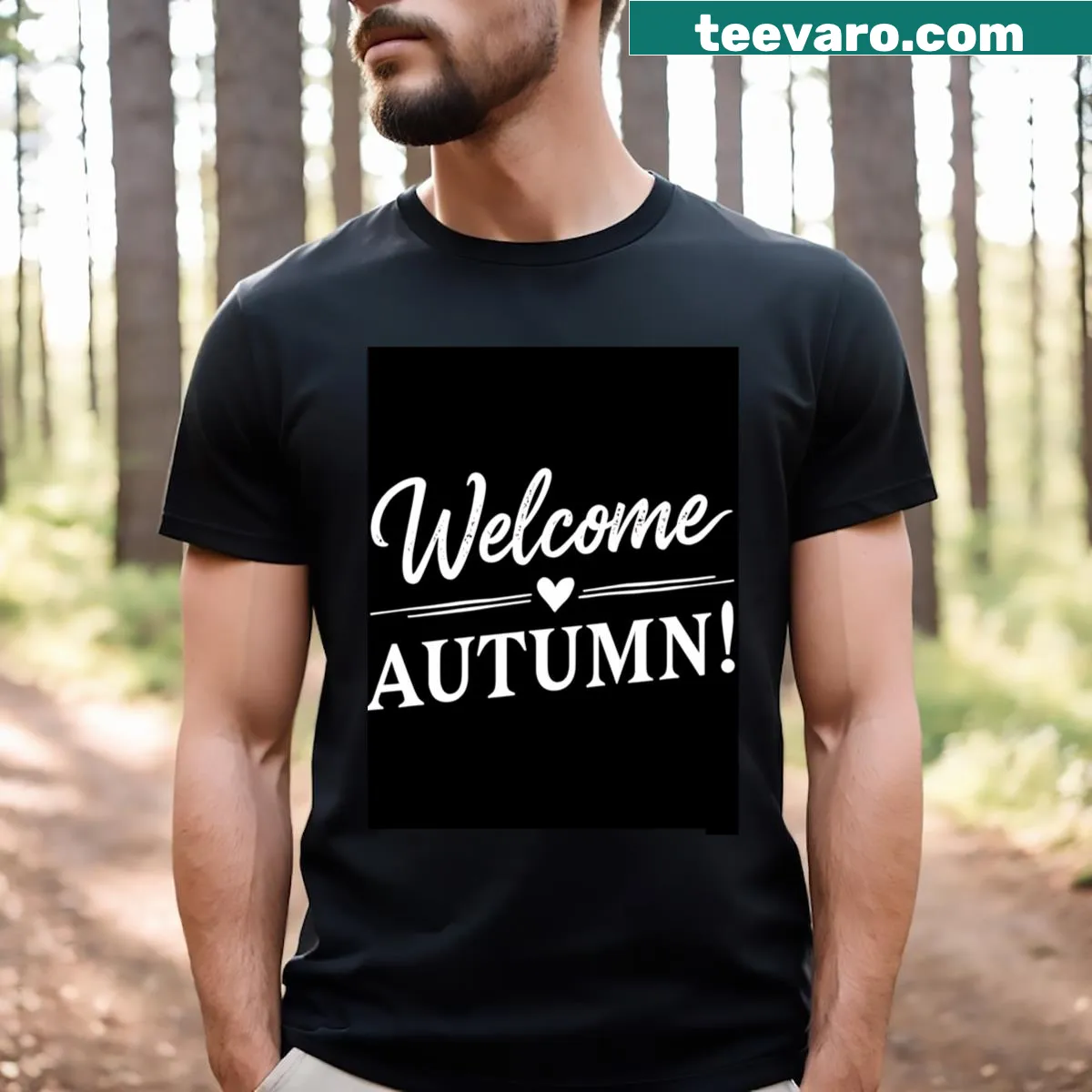 Autumn-themed graphic T-shirt celebrating the beauty of fall — on a men's t-shirt