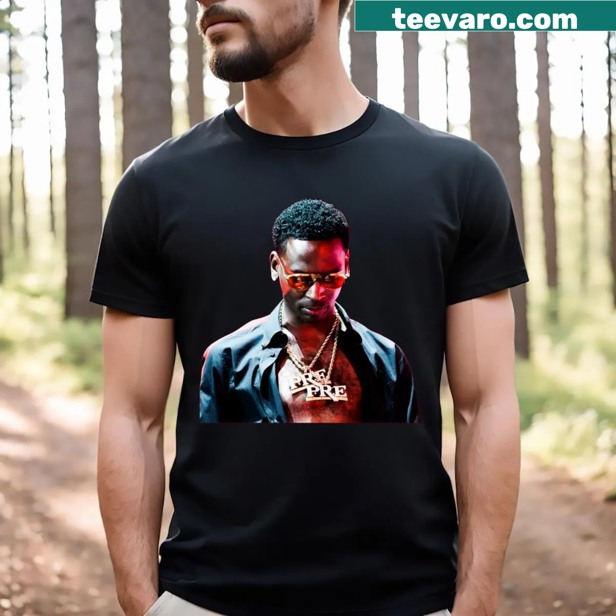 Stylish t-shirt celebrating Young Dolph as a black rapper — on a men's t-shirt