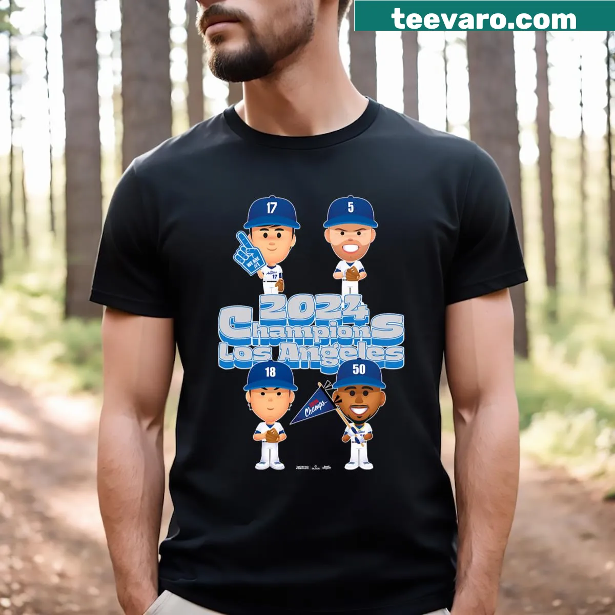 Los Angeles baseball T-shirt with La Team Maruyama graphic — on a men's t-shirt