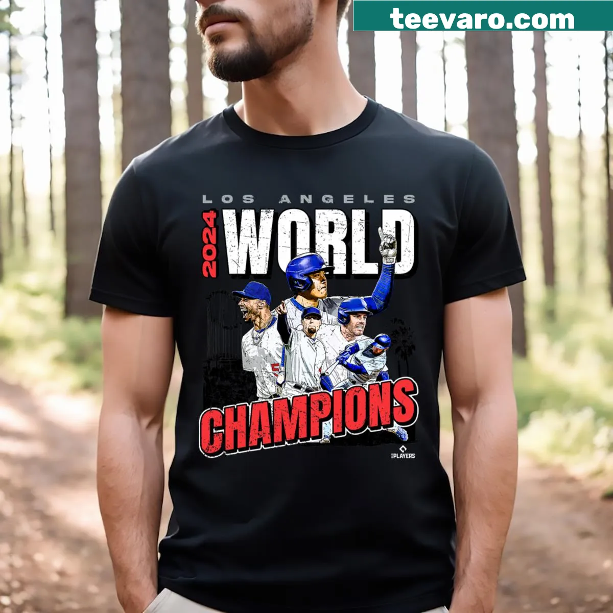 T-shirt celebrating Los Angeles World Champions La Series Finals — on a men's t-shirt