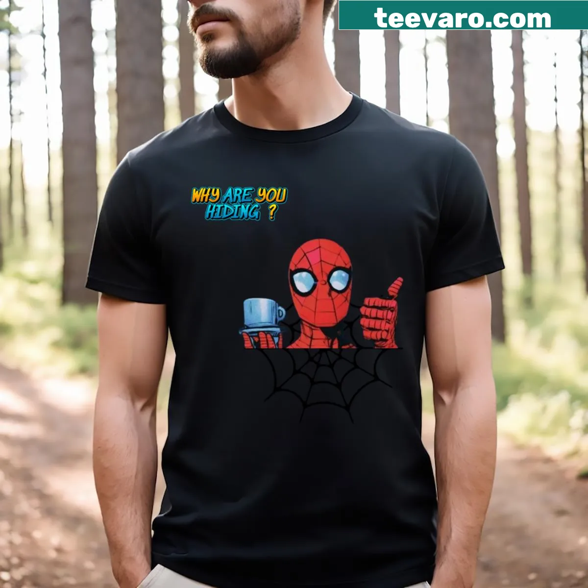 Cartoon spider graphic on a funny T-shirt — on a men's t-shirt