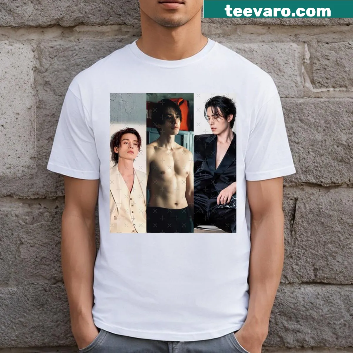 Collage of Lee Dong Wook's moments on a T-shirt — on a men's t-shirt