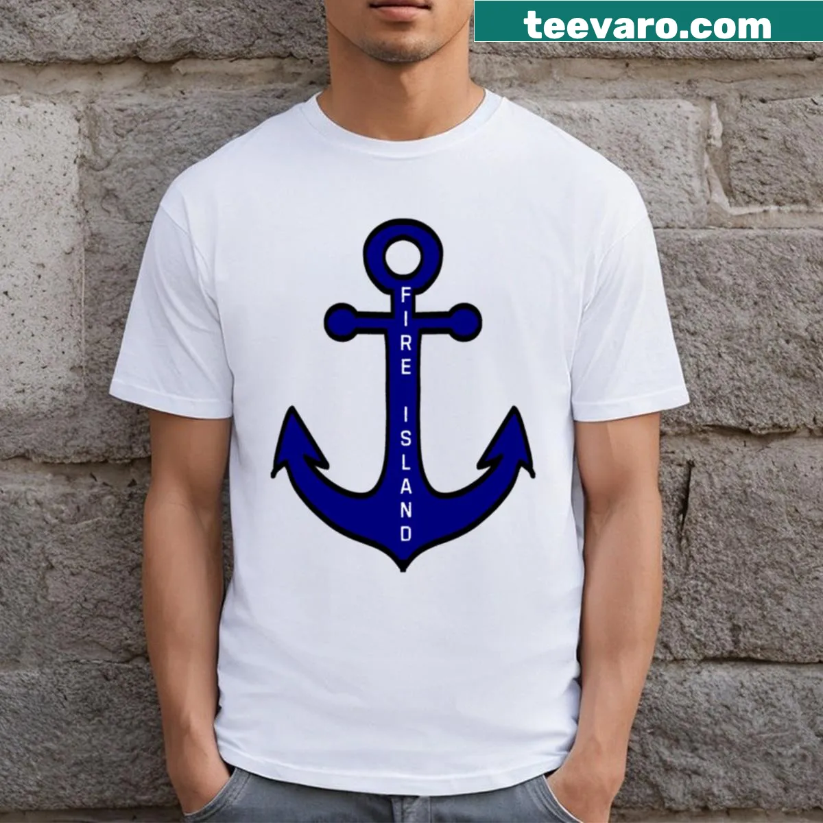 T-shirt featuring an illustration inspired by Fire Island — on a men's t-shirt