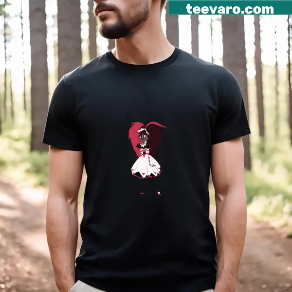 Velvette from Hazbin Hotel illustrated on a t-shirt