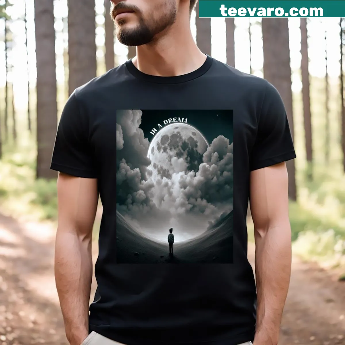 Whimsical t-shirt inviting exploration of dreams and imagination. — on a men's t-shirt
