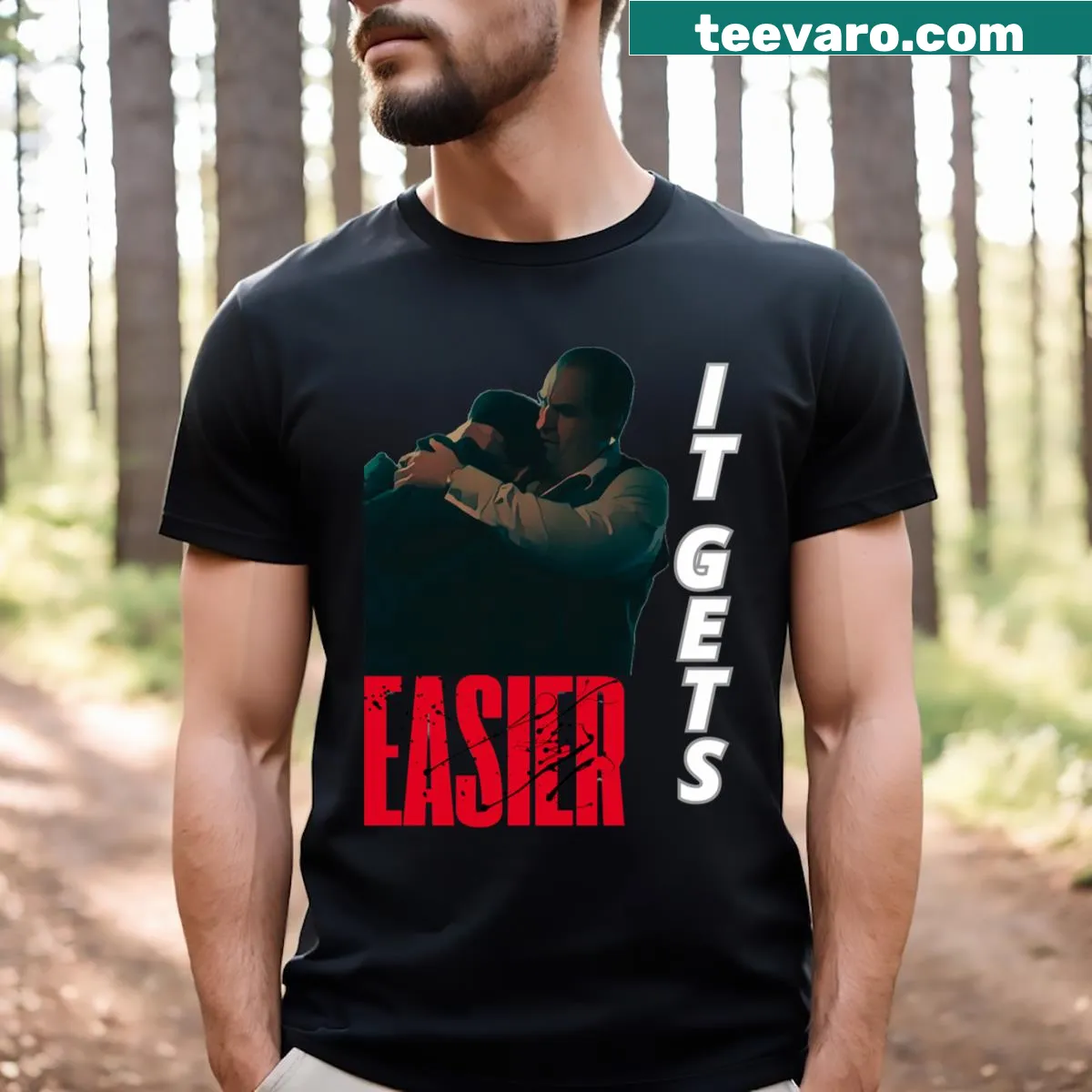 Charming penguin illustration with an uplifting message on a T-shirt — on a men's t-shirt