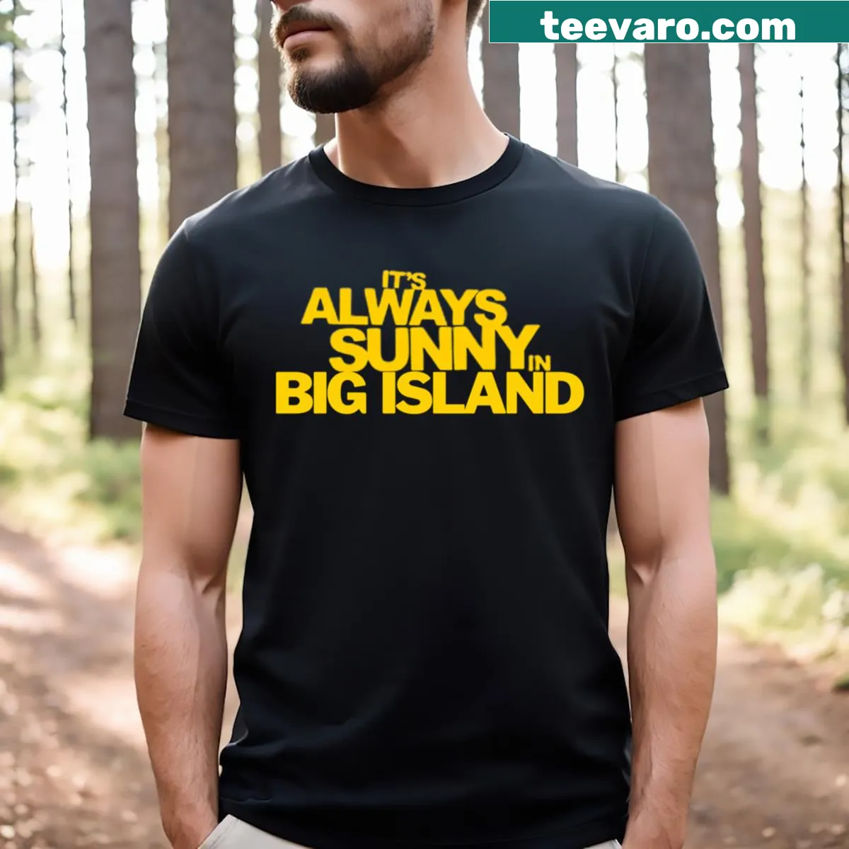 Playful phrase design inspired by island life on a T-shirt — on a men's t-shirt
