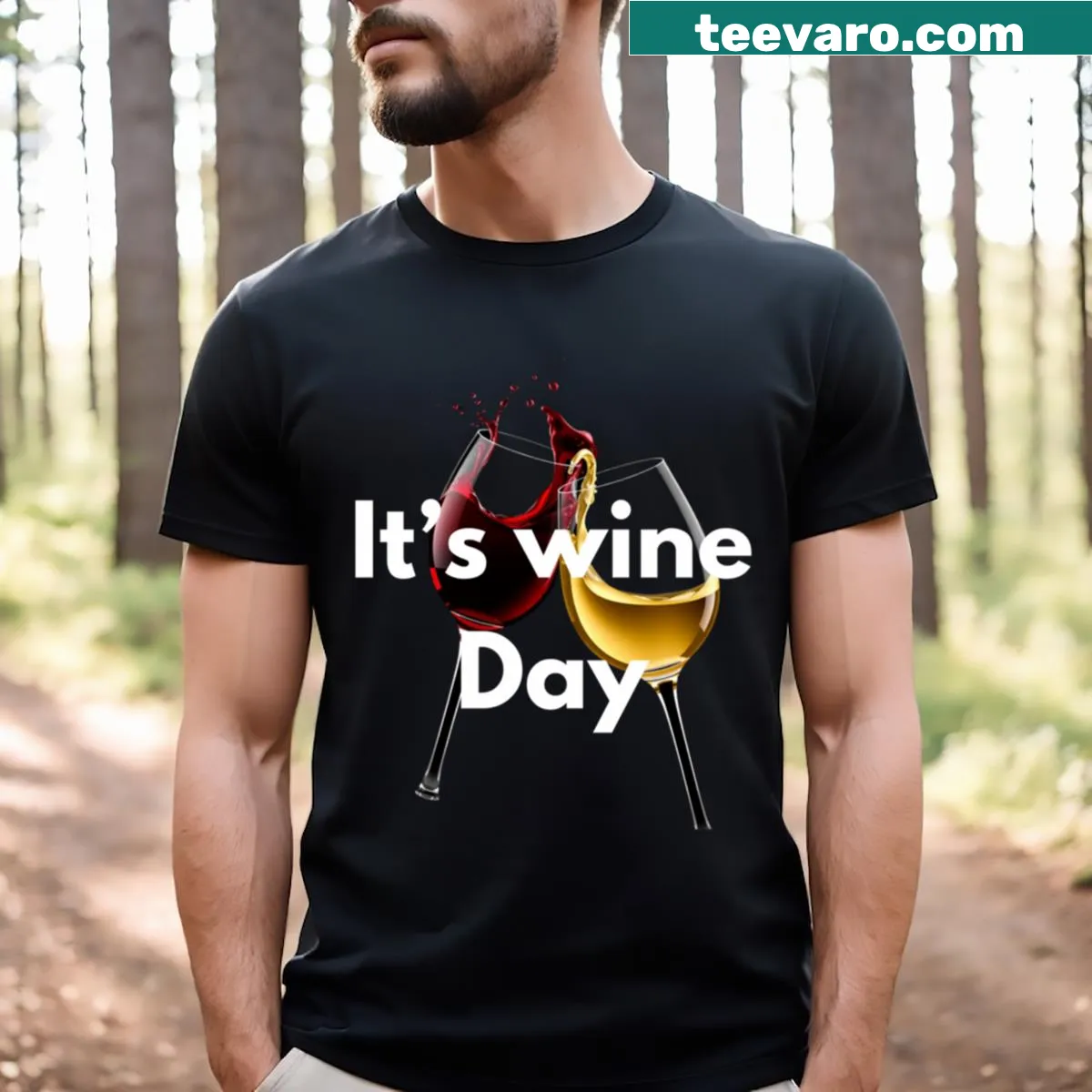 Funny wine-themed t-shirt with playful text — on a men's t-shirt