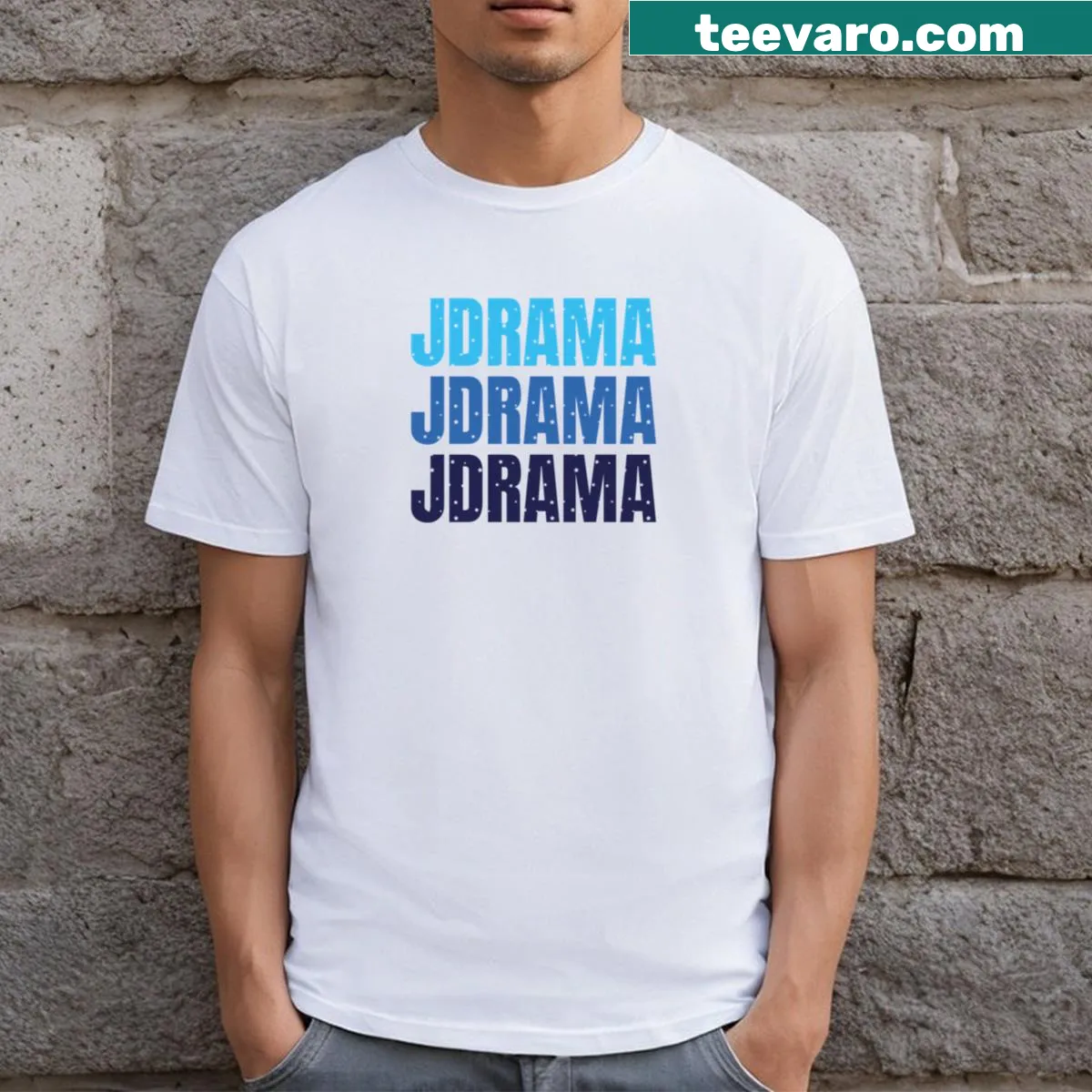 T-shirt with a cool-toned gradient typography design — on a men's t-shirt