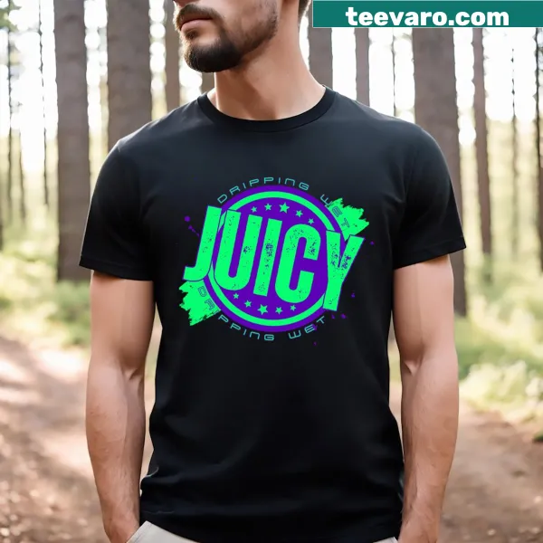 Juicy purple and green typography T-shirt design