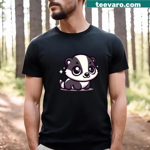 Kawaii baby badger graphic for zoologists on T-shirt
