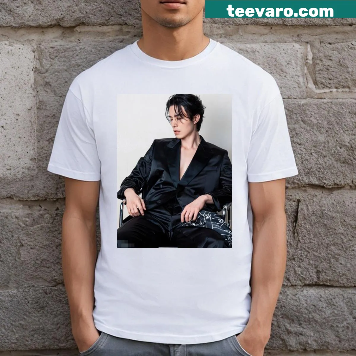 Illustrative T-shirt featuring Lee Dong Wook — on a men's t-shirt