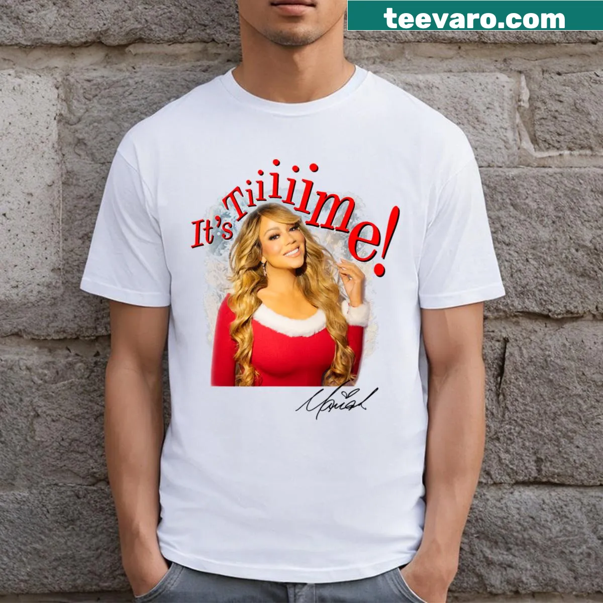 Illustration celebrating Mariah Carey's 30th anniversary on a t-shirt — on a men's t-shirt