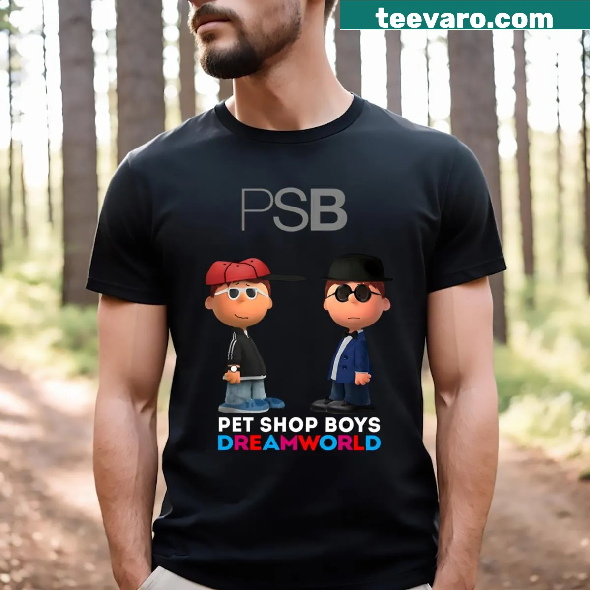 Vintage-style t-shirt featuring a design inspired by Pet Shop Boys — on a men's t-shirt