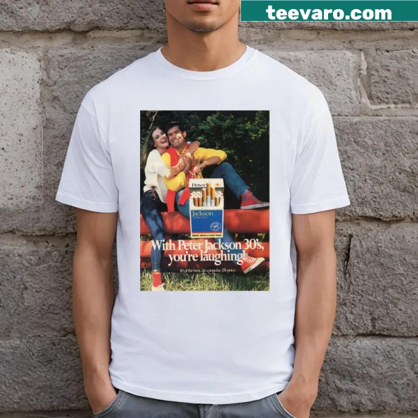 Vintage-style T-shirt with an 80s cigarette poster design