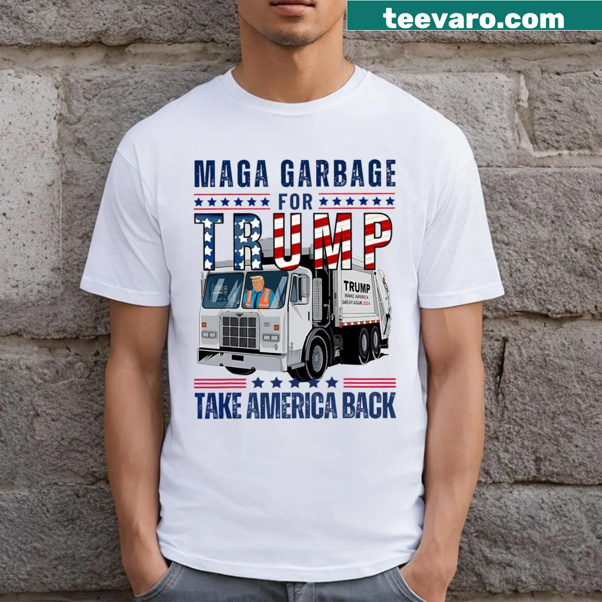 Funny Trump Supporter graphic featuring a garbage truck — on a men's t-shirt