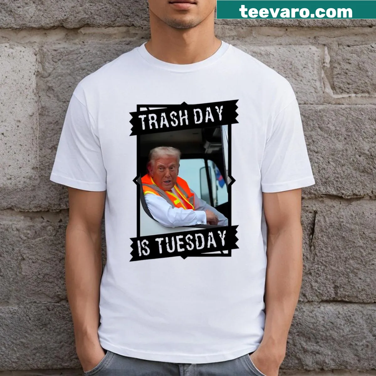 Vintage T-shirt celebrating love for America with garbage truck theme — on a men's t-shirt
