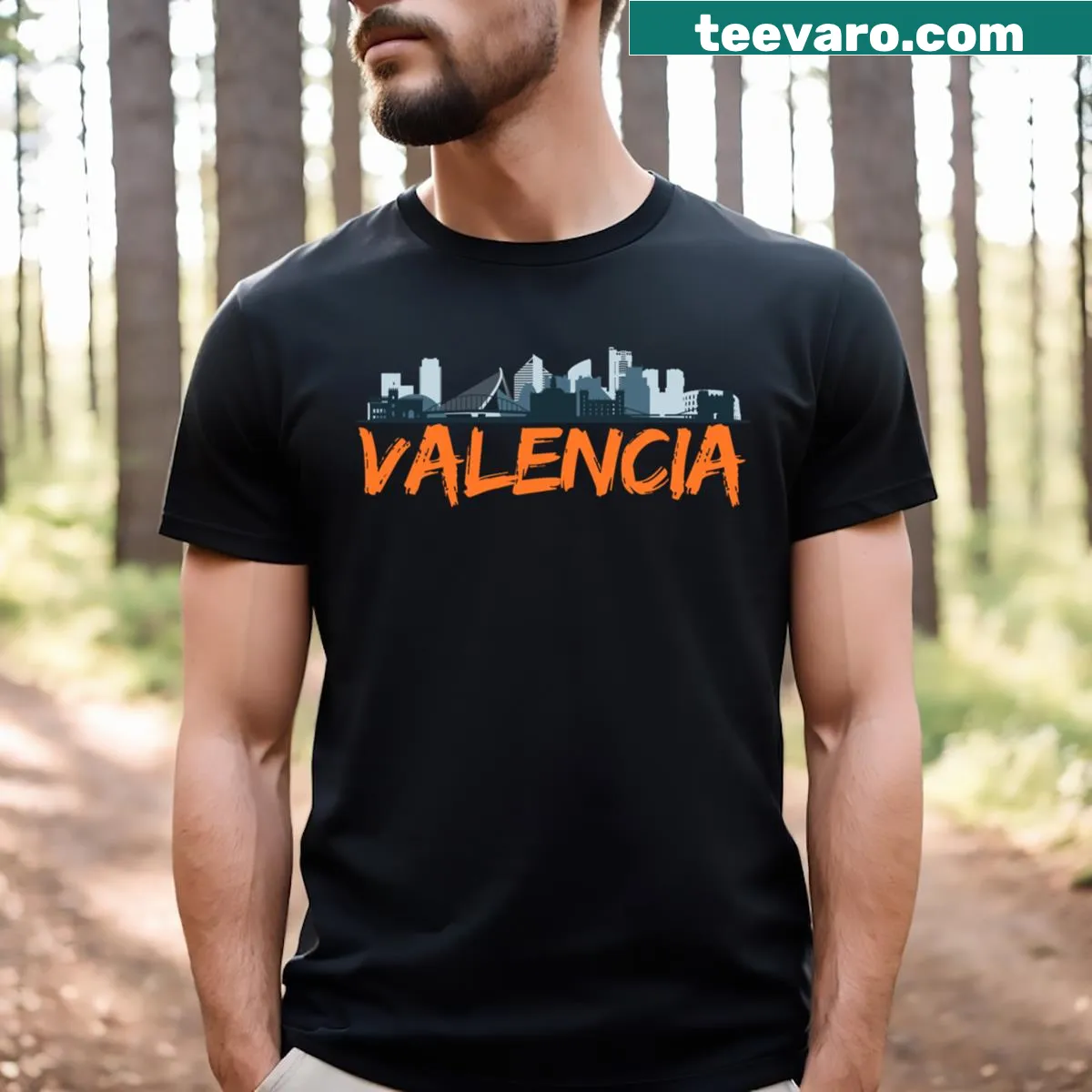 Illustrated Valencia graphic t-shirt — on a men's t-shirt
