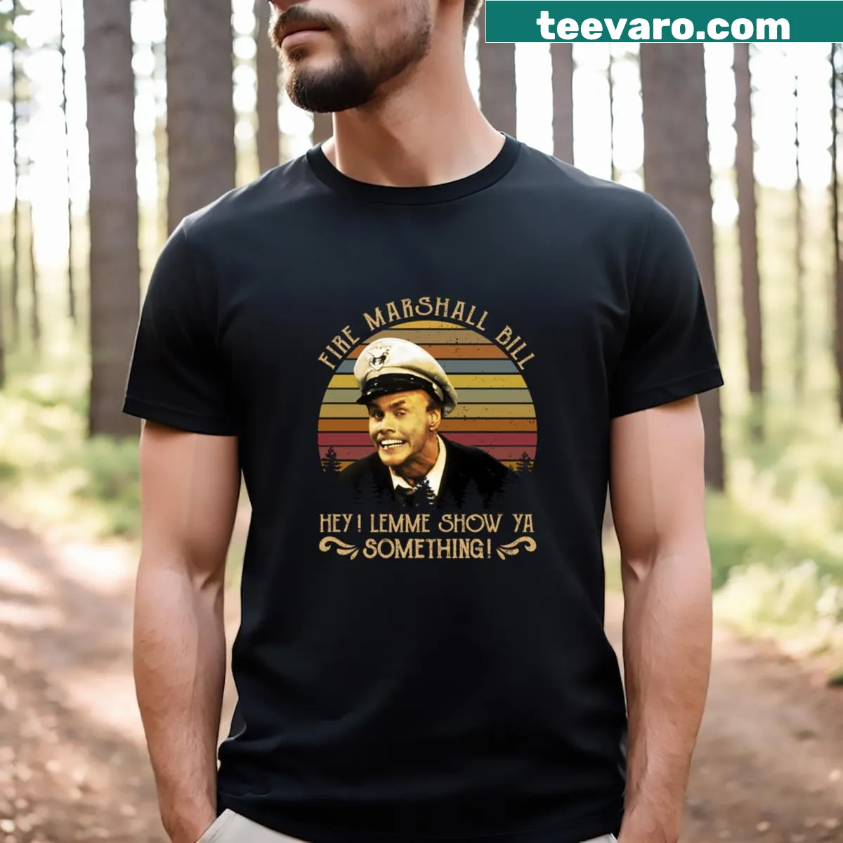 Essential t-shirt with a retro print inspired by vintage TV shows. — on a men's t-shirt