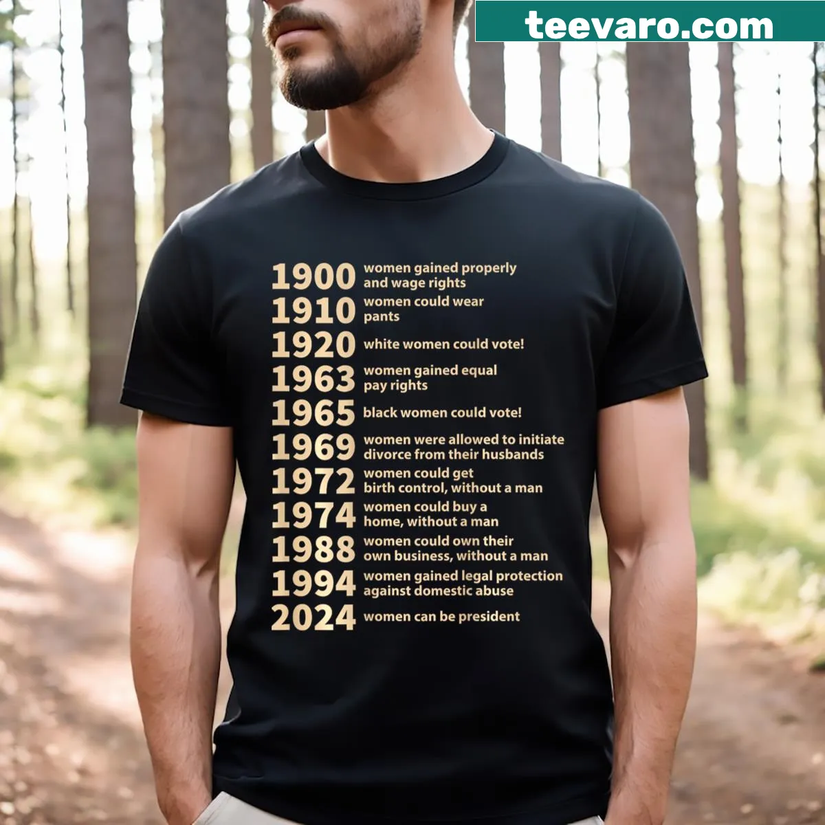 Humorous T-shirt featuring the phrase about witches and history. — on a men's t-shirt