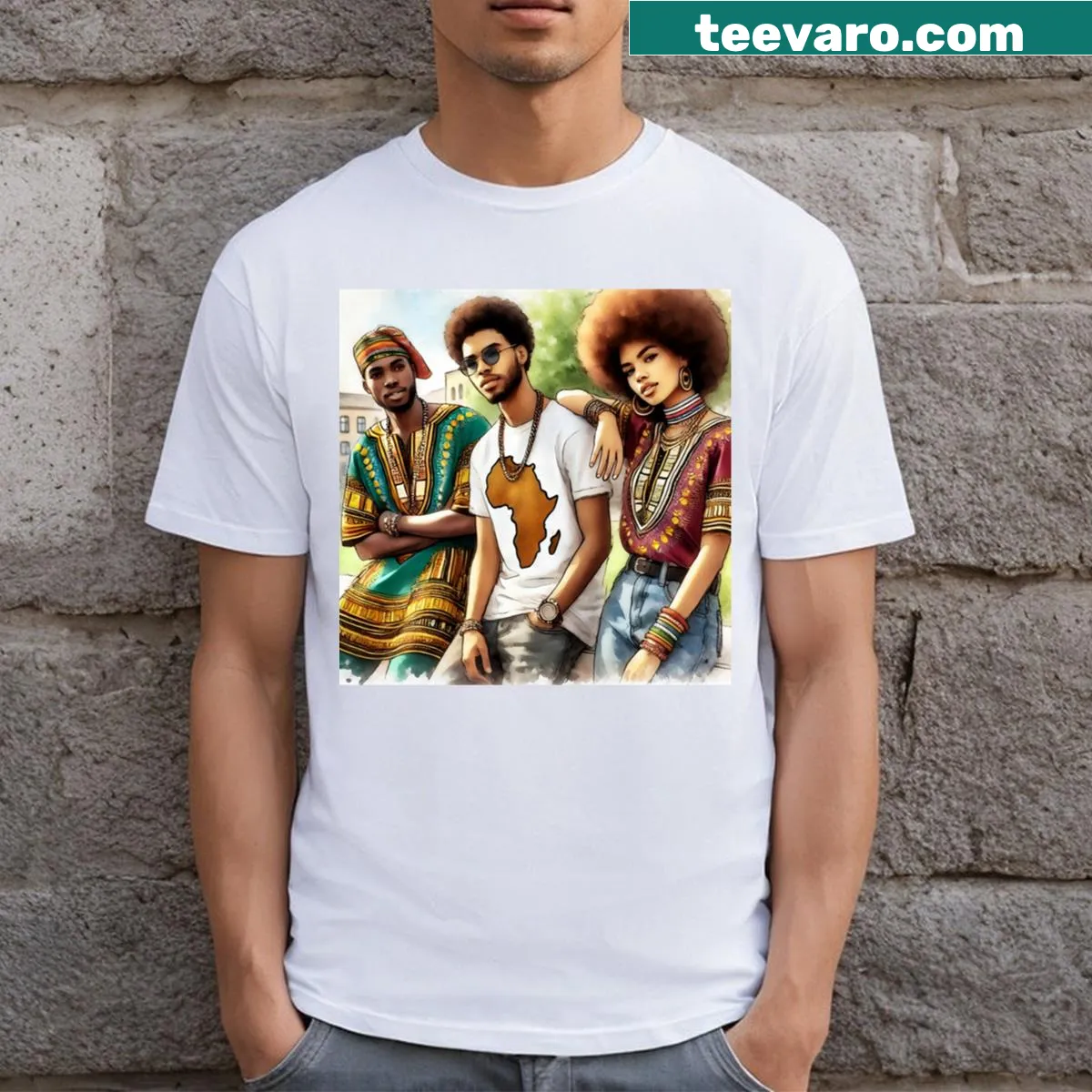 Artistic abstract design representing cultural heritage on a T-shirt — on a men's t-shirt