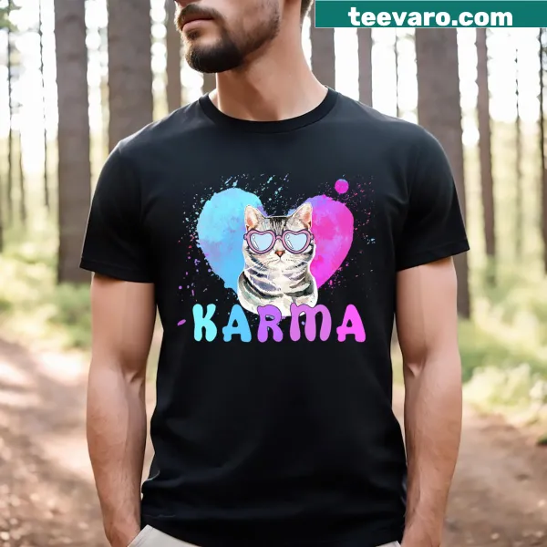 Heart shape T-shirt featuring a cat, designed for cat lovers.