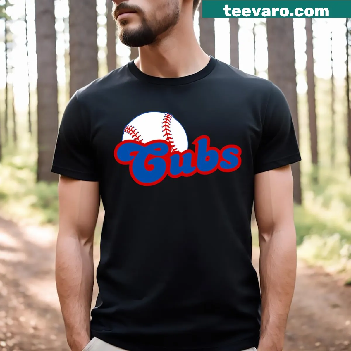 Vintage Cubs T-shirt with personalized last name option — on a men's t-shirt