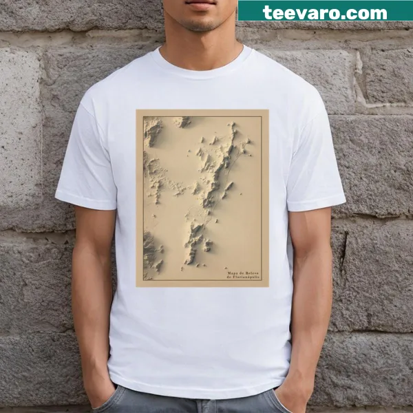 Shaded relief map of Florianopolis on a casual T-shirt