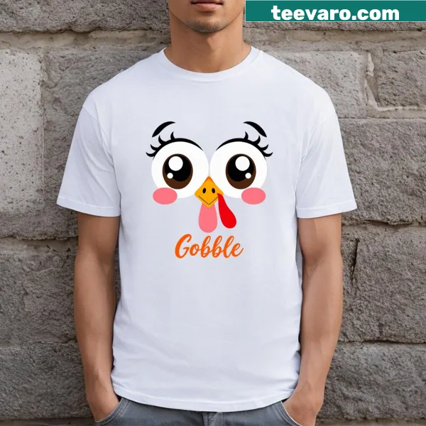 Funny Thanksgiving turkey t-shirt with 'Gobble' text design