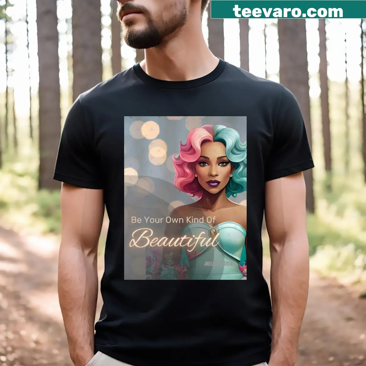 Typography T-shirt featuring the phrase 'Fire And Ice' in an elegant font — on a men's t-shirt