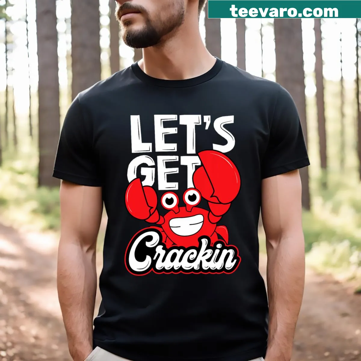 Funny crab-themed vintage t-shirt with cartoon crab and text — on a men's t-shirt