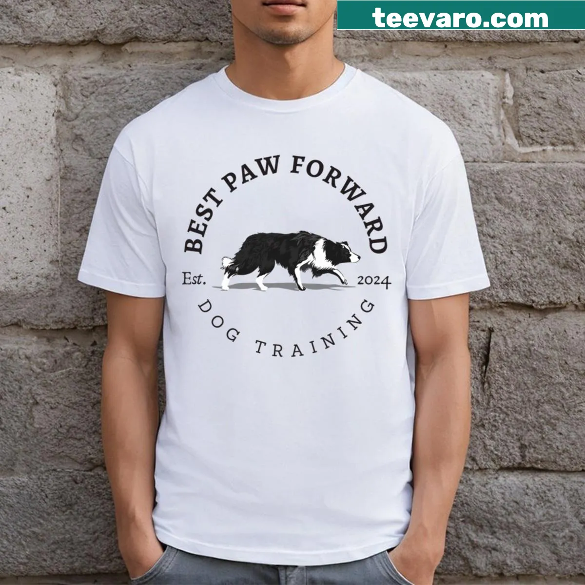 Playful Logo Stickers Mugs Bandanas Beds T-shirt with fun text — on a men's t-shirt