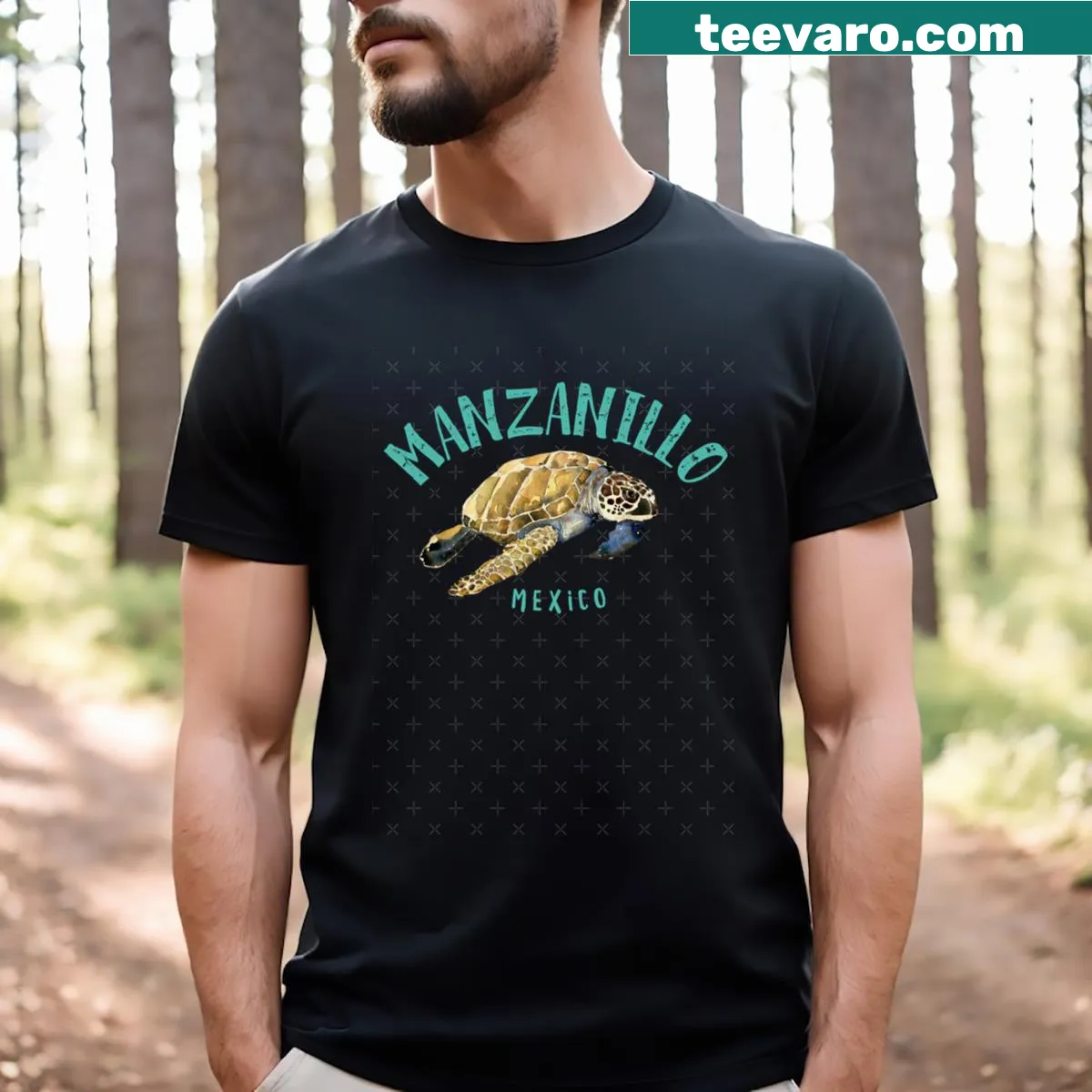Sea turtle design inspired by Manzanillo, Mexico — on a men's t-shirt
