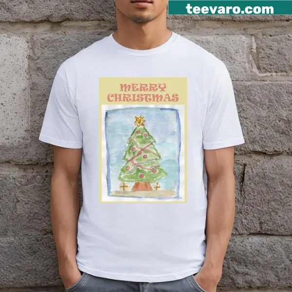 T-shirt displaying the words 'Merry Christmas' in a friendly font