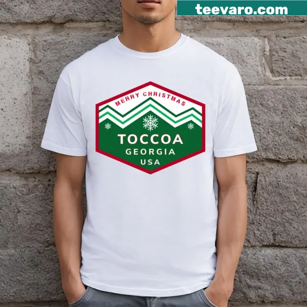 Festive T-shirt celebrating Christmas in Toccoa, Georgia.