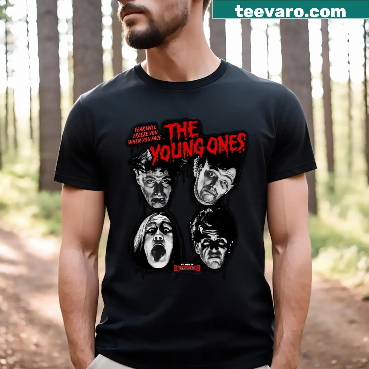 Cute graphic T-shirt highlighting joy with whimsical illustrations — on a men's t-shirt