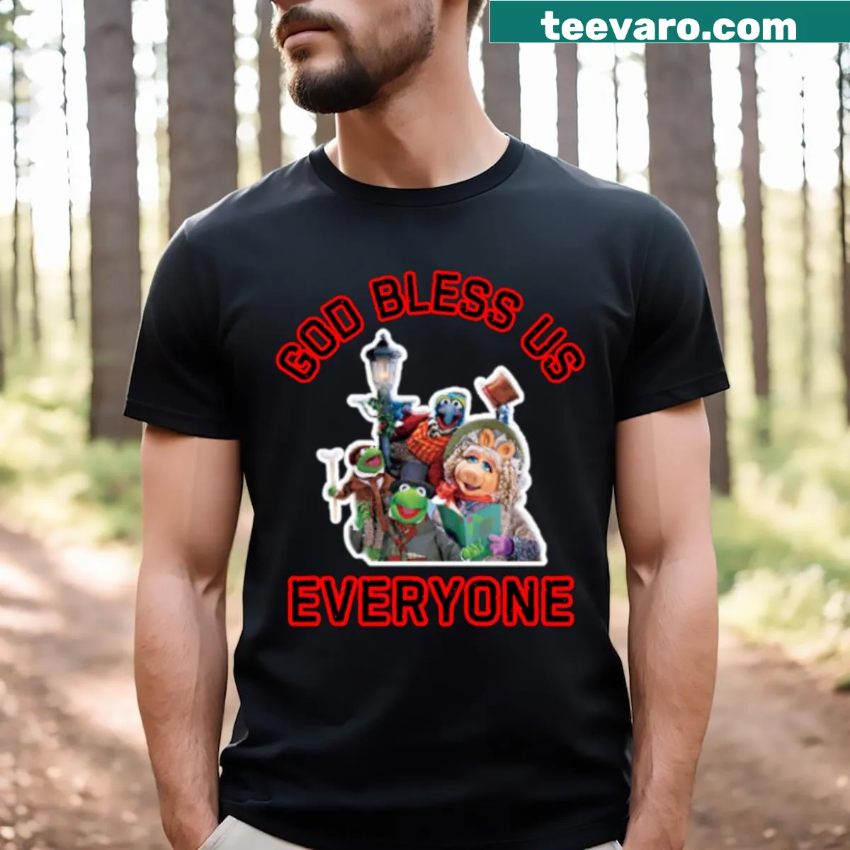 Muppets Christmas T-shirt with festive design — on a men's t-shirt