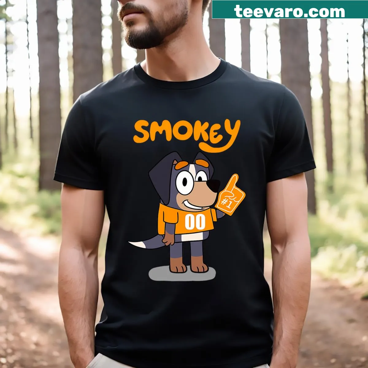 Cartoon hound design t-shirt for toddler kids — on a men's t-shirt