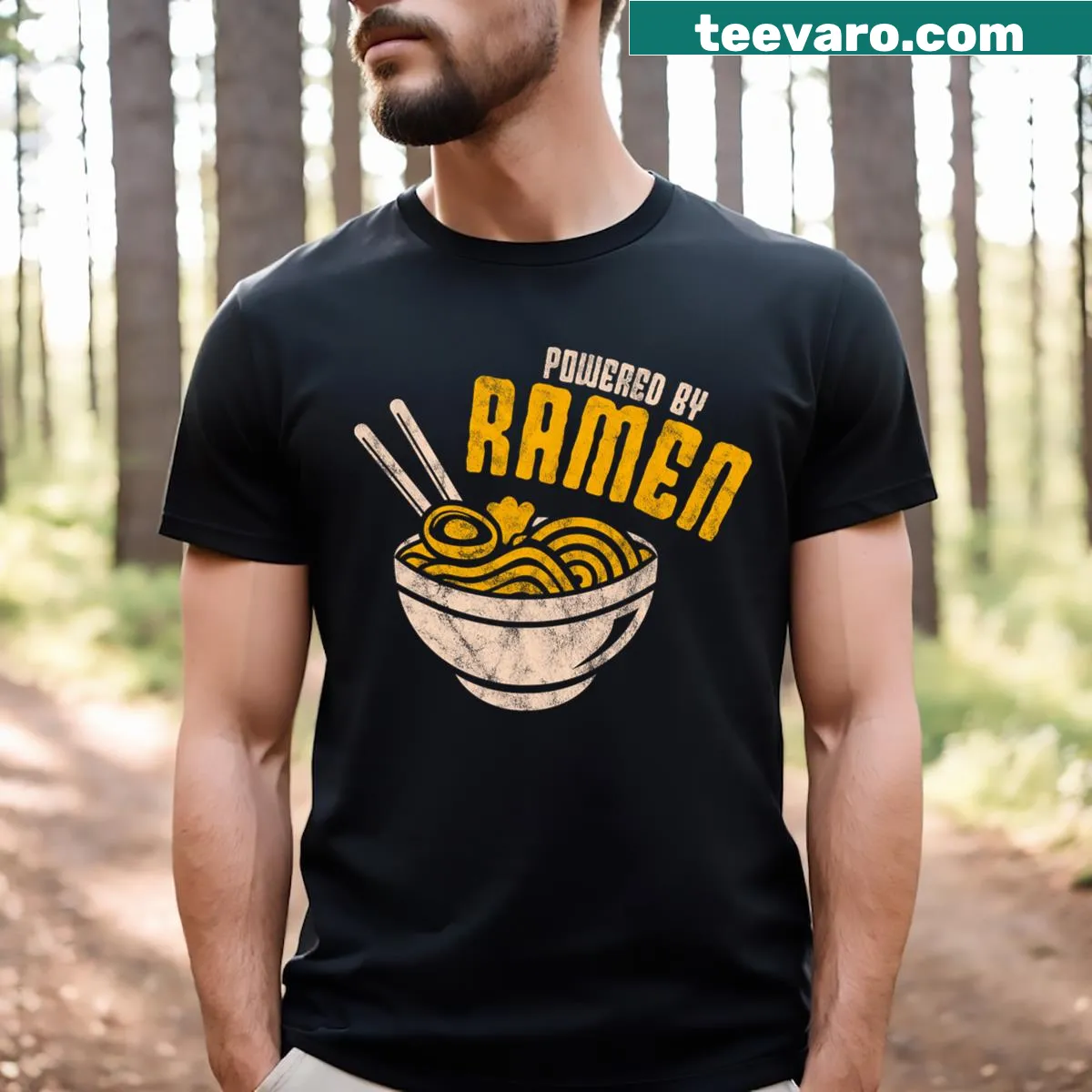 T-shirt featuring a fun ramen graphic and text about love for noodles — on a men's t-shirt
