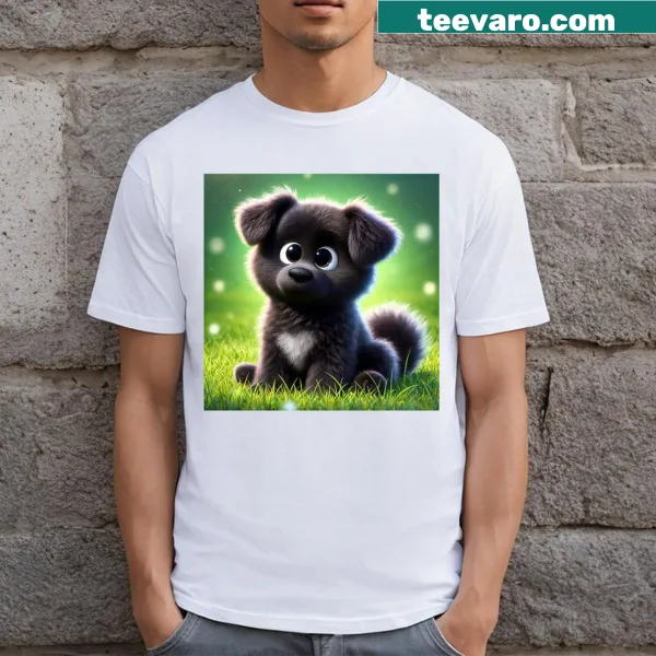 Adorable puppy illustration on a t-shirt for dog lovers.