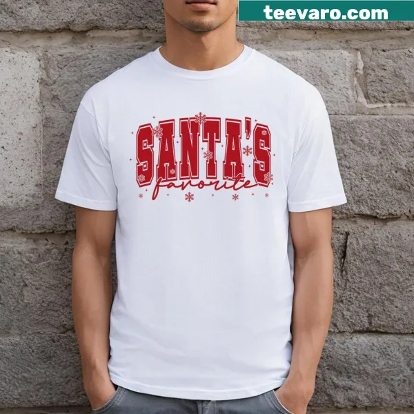 Cute holiday-themed t-shirt with 'Santa's Favorite' text
