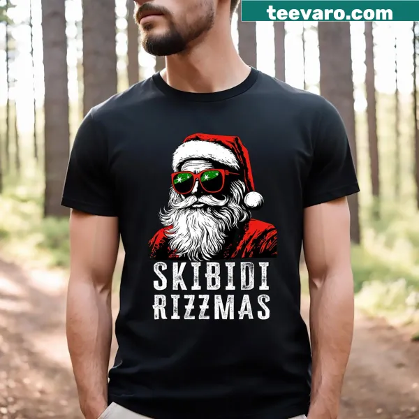 Cartoon Santa Claus design on a Christmas T-shirt
