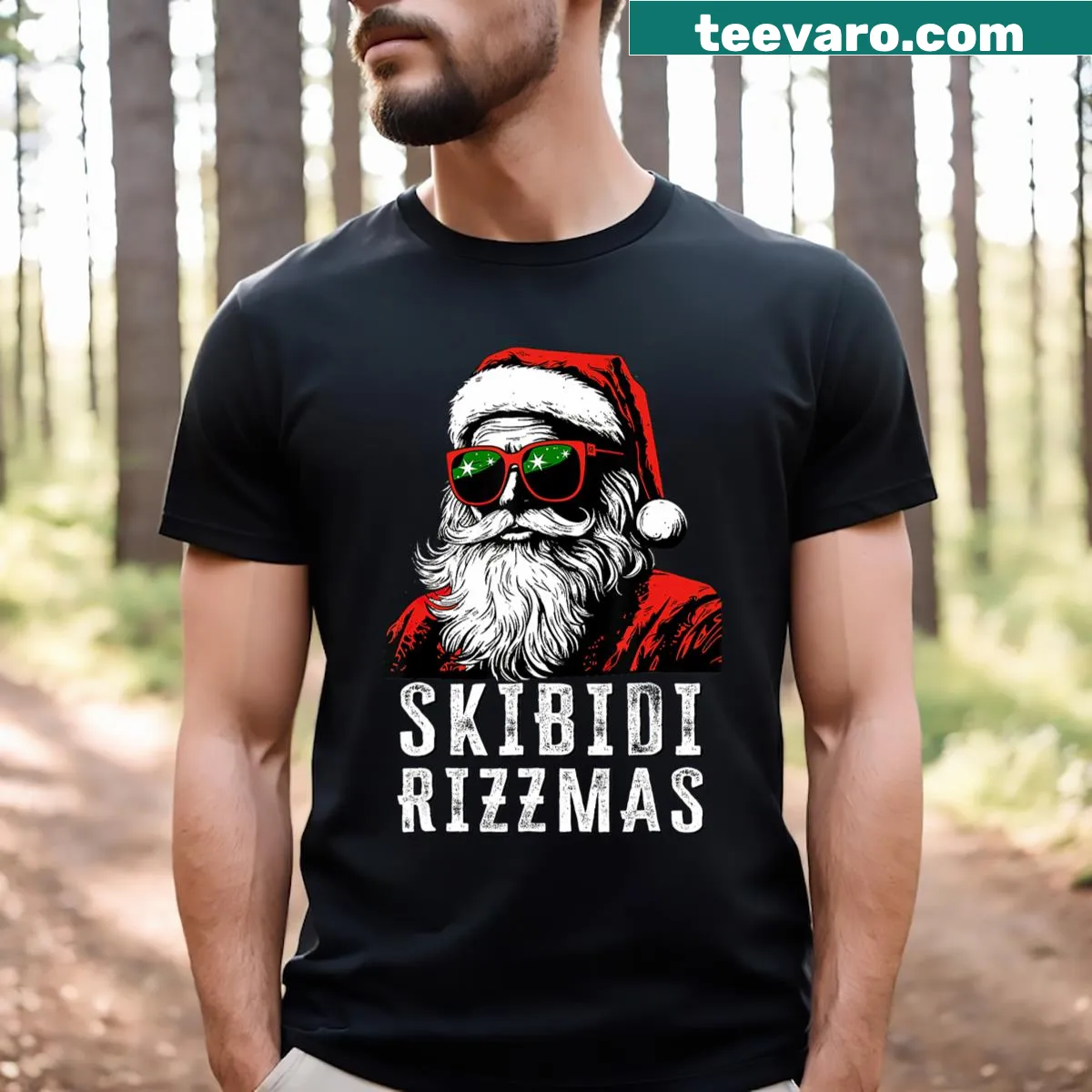 Cartoon Santa Claus design on a Christmas T-shirt — on a men's t-shirt
