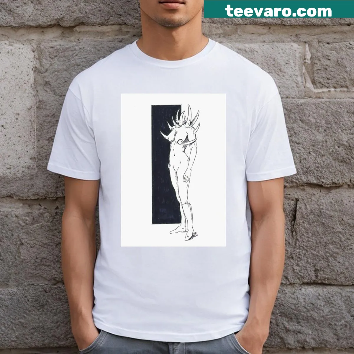 Minimalist graphic of a spike on a t-shirt — on a men's t-shirt
