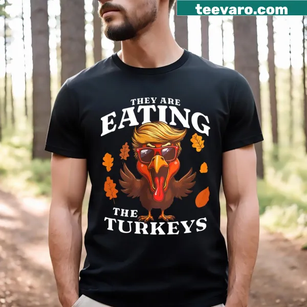 Humorous Thanksgiving t-shirt with playful Trump-themed text