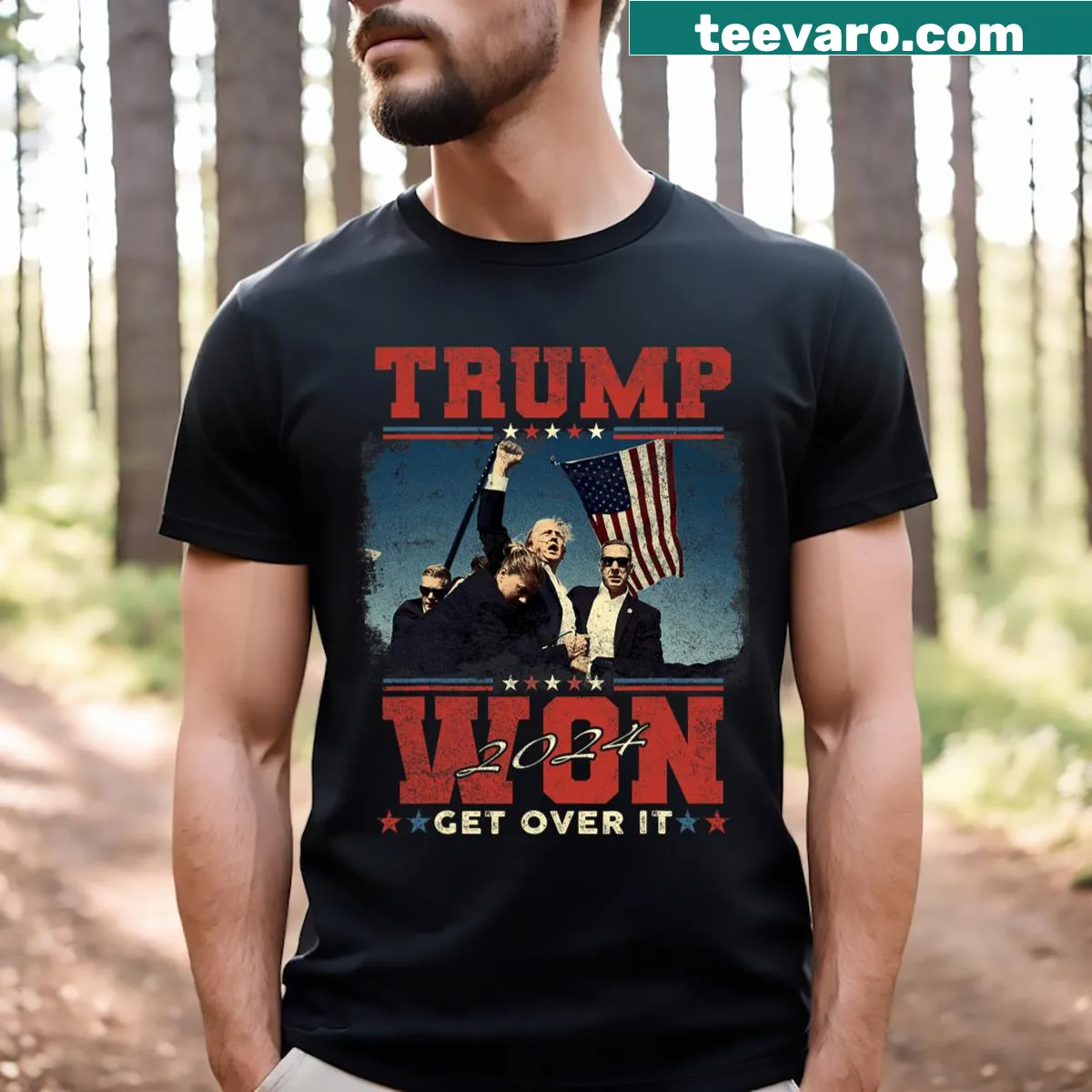 Bold Trump Won Get Over It 2024 T-shirt design — on a men's t-shirt