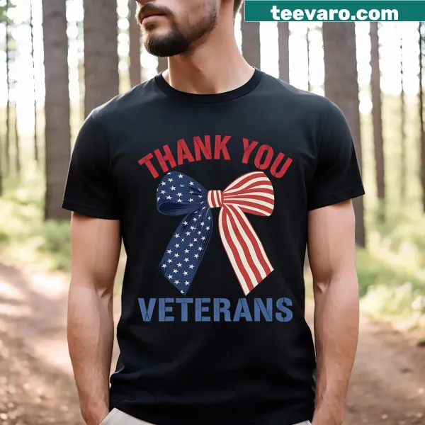 Patriotic t-shirt honoring veterans with a thank you message